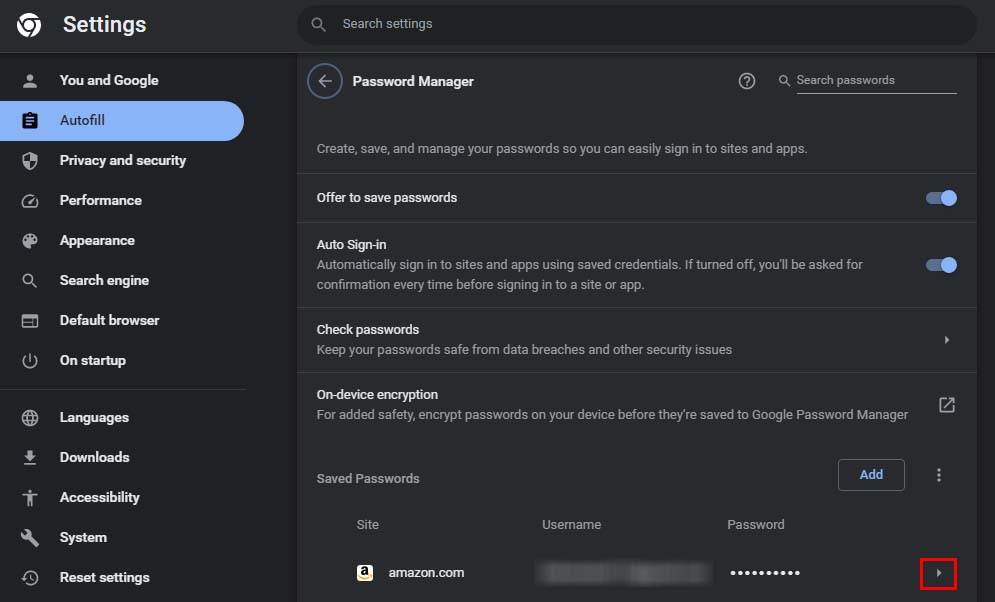 chrome manage saved passwords