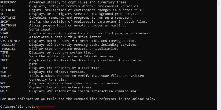 50 Most Used Commands on Command Prompt (With Examples) 1 cls