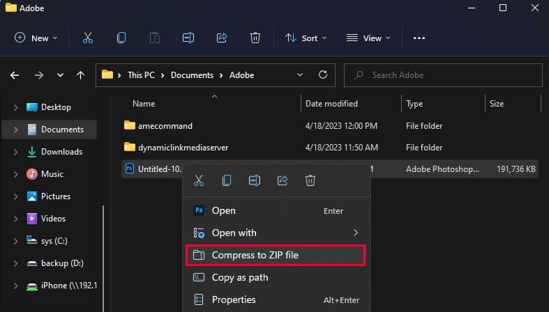 compress to zip file