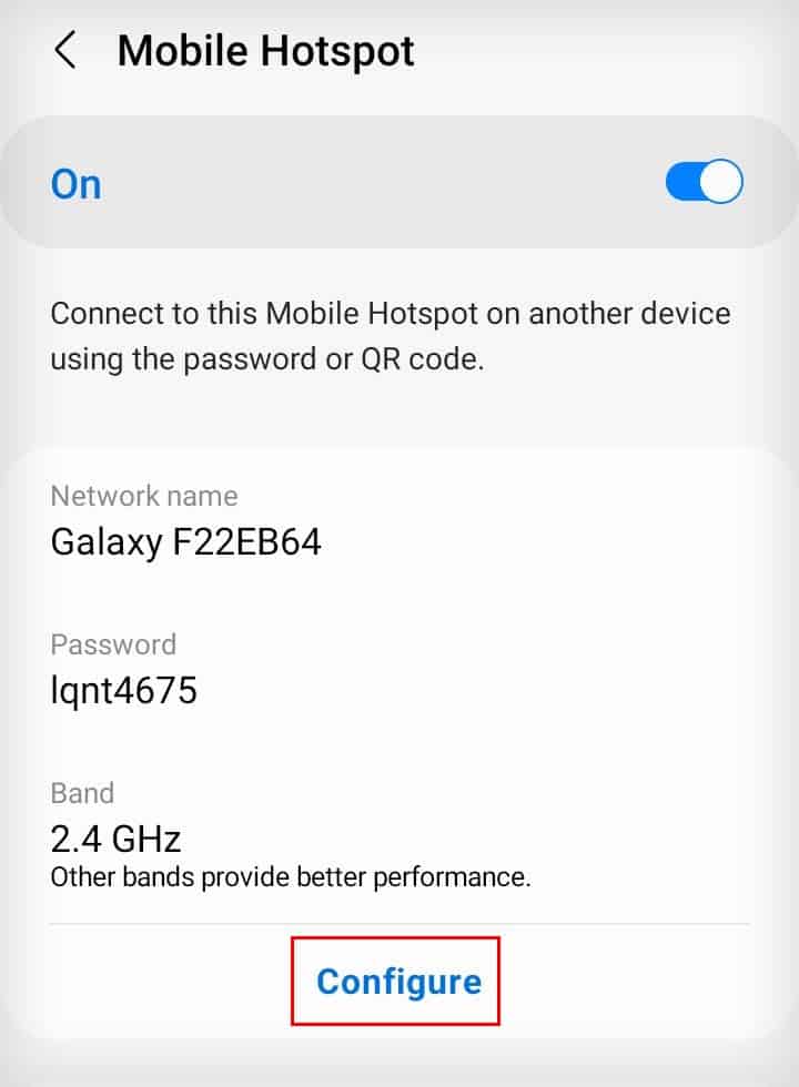 configure mobile hotspot