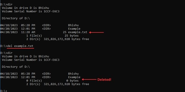 50 Most Used Commands on Command Prompt (With Examples) 21 del