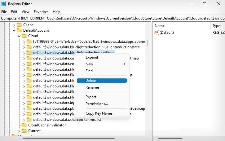 Windows Night Light Not Working? Here’re 6 Ways to Fix It 15 delete-bluelightreductionsettings-entry