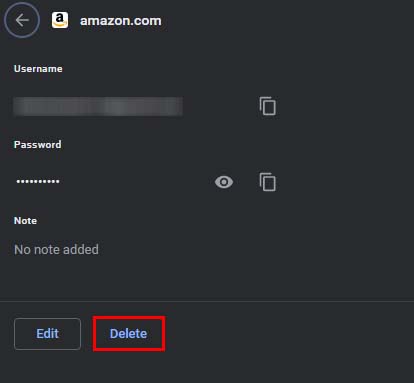 delete saved password chrome
