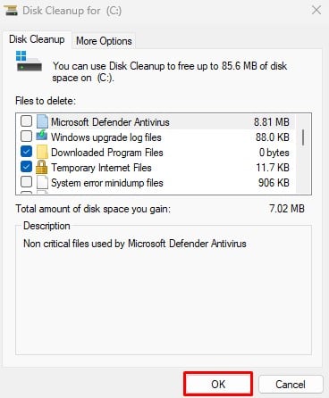 delete temp files disk cleanup again
