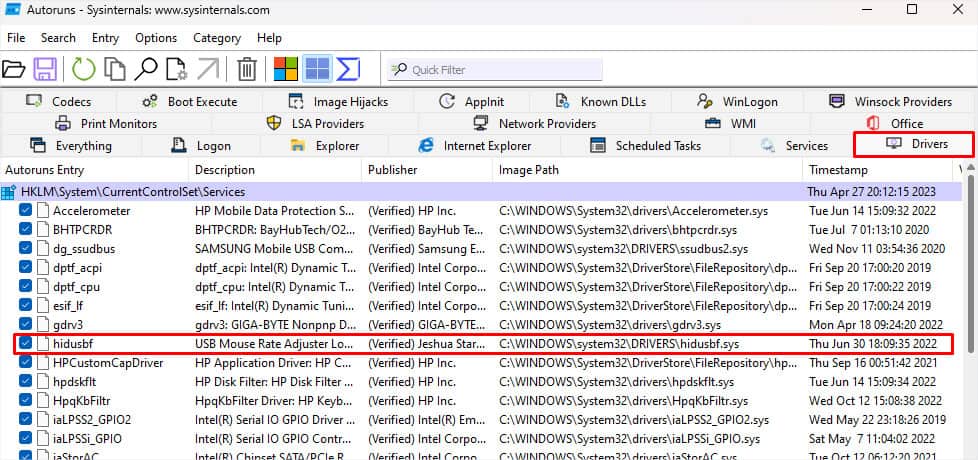 disable driver autoruns memory integrity is off
