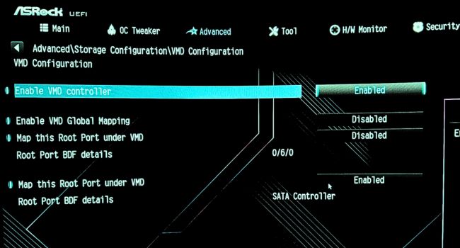 disable vmd controller