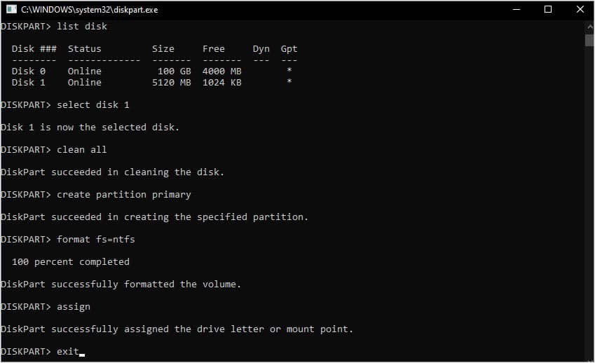 diskpart to wipe hard drive