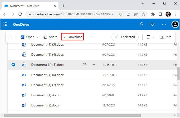 download to recover from onedrive