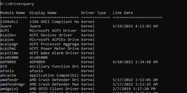 50 Most Used Commands on Command Prompt (With Examples) 11 driverquery