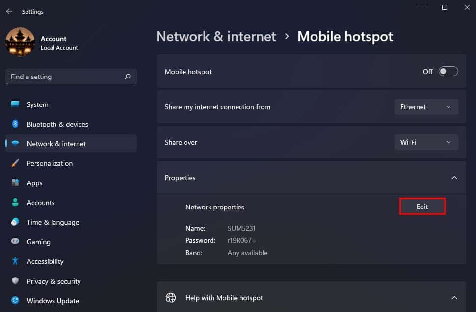 edit mobile hotspot