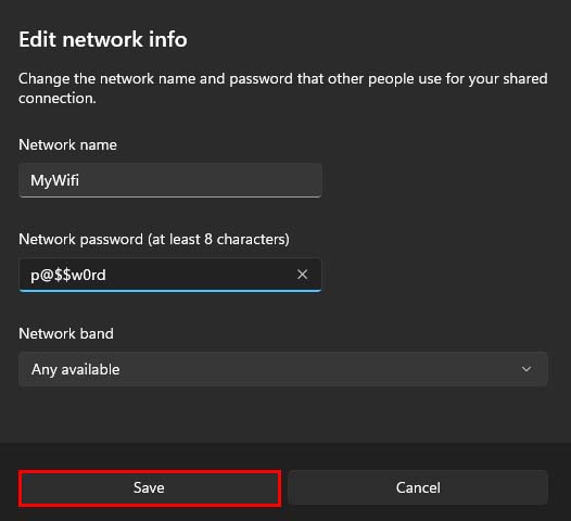 edit network info