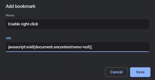 enable right-click bookmark