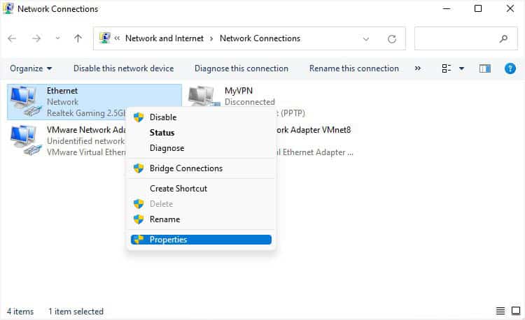 ethernet properties