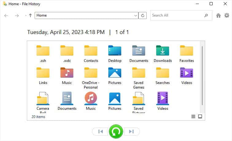file history window