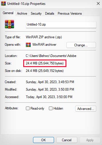file size