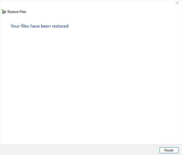 files removed finish button