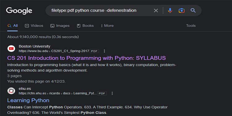 5 Ways to Google Search for PDF 7 site archive org filetype pdf python course