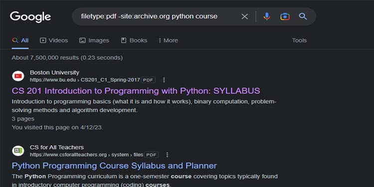 5 Ways to Google Search for PDF 8 filetype pdf site archive org python course