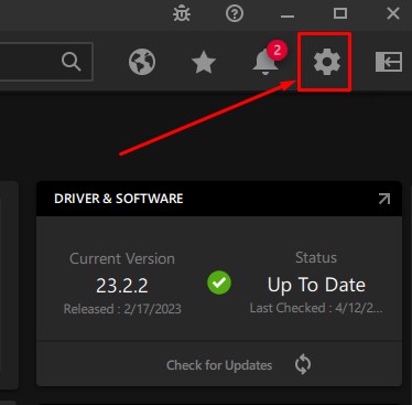 gear icon amd software