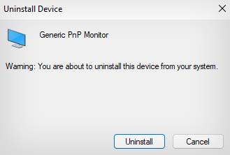 general pnp monitor uninstall