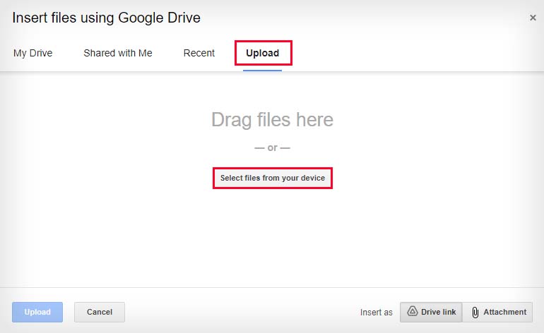 gmail select files from your browser