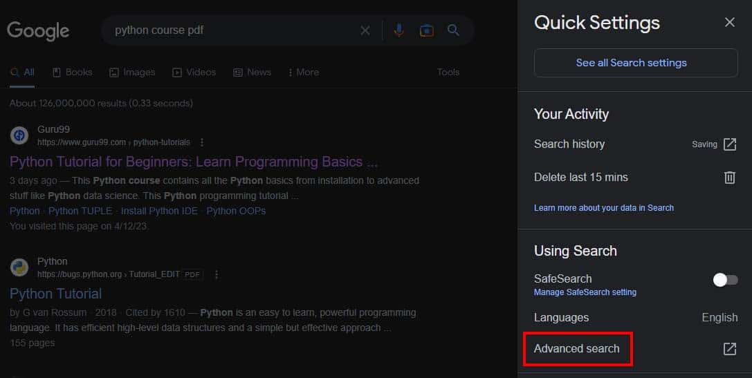 google advanced search