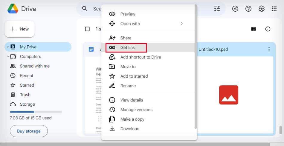 google drive get link