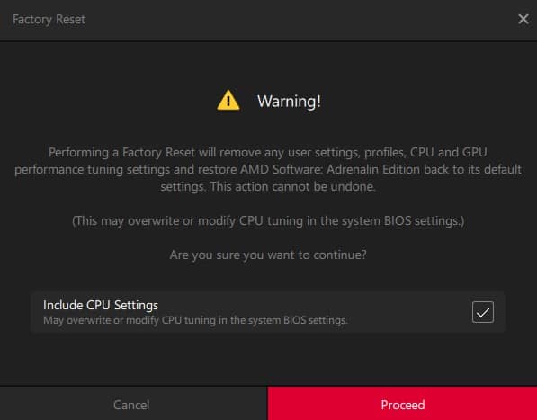 include cpu settings factory reset