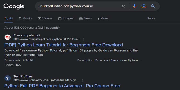 5 Ways to Google Search for PDF 10 inurl pdf intitle pdf python course
