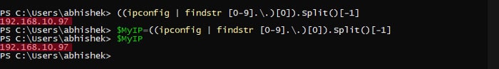 ipconfig-findstr-and-variable