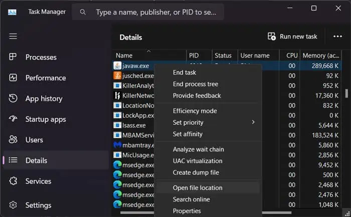 javaw-exe-open-file-location
