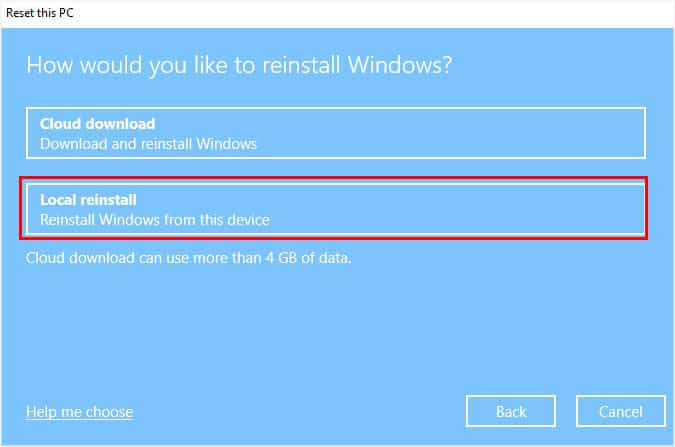 local reinstall