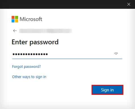 microsoft account enter password