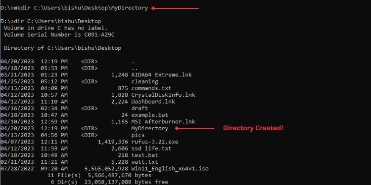 50 Most Used Commands on Command Prompt (With Examples) 23 mkdir outside present directory