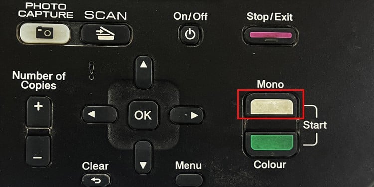 mono-button-on-brother-printer