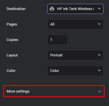more settings on chrome