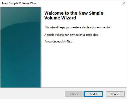 new simple volume wizard