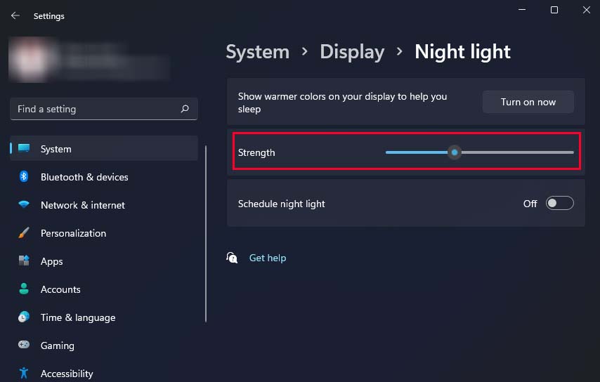 night light strength