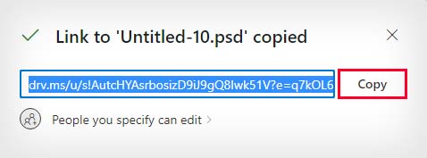 onedridve file share copy link