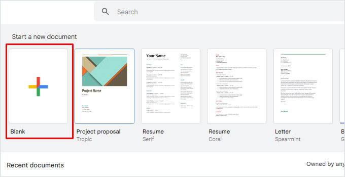 open blank document google docx