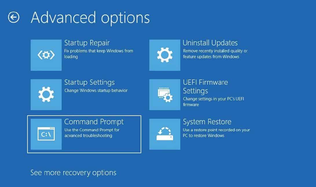 open command prompt advanced option
