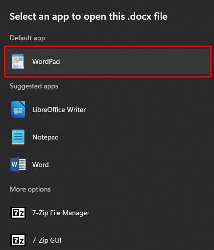 open docx file using word pad