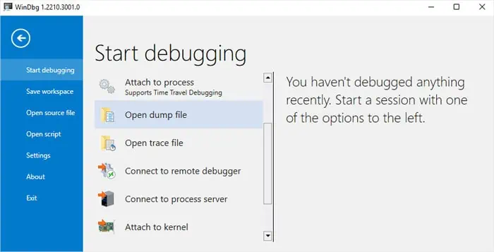 open-dump-file-windbg-preview-file-start-debugging