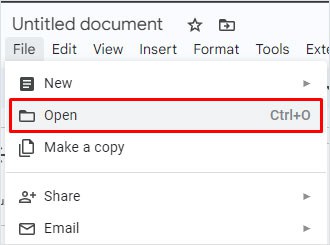 open new blank document on google docx