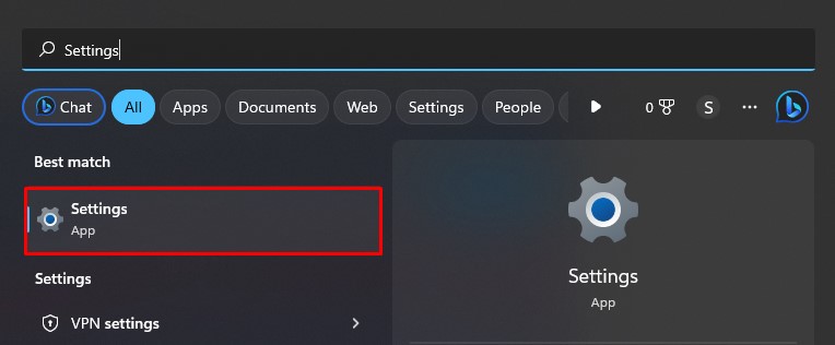 open settings in windows