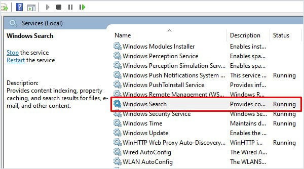 open windows search services