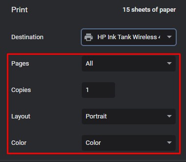 page copies layout and color in windows