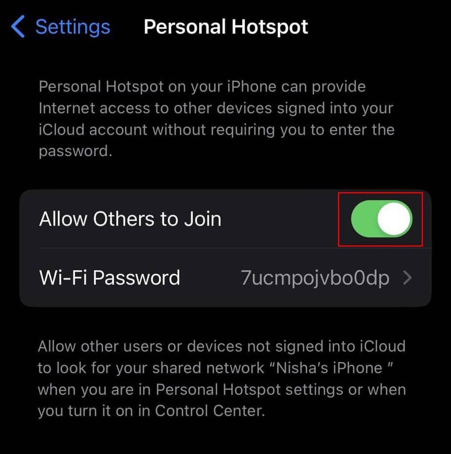 personal hotspot allow others to join