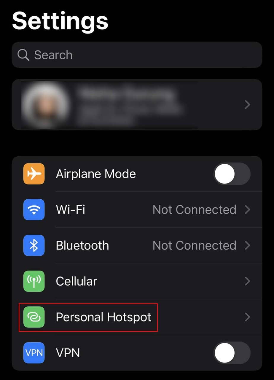 personal hotspot ios