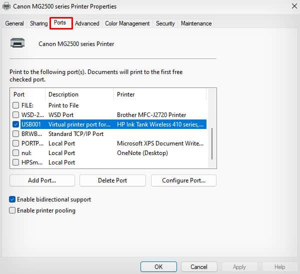port-information-of-printer